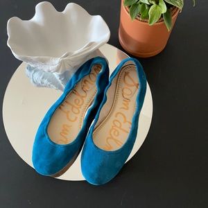 sam edelman felicia ballet flat in blue suede 8
